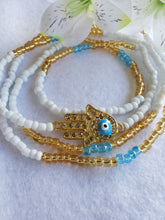 Load image into Gallery viewer, Gold Hamsa Hand with Evil Eye