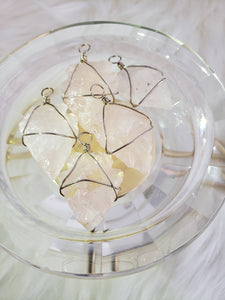 Triangle Rose Quartz Caged