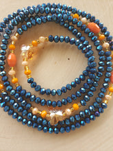 Load image into Gallery viewer, Blue Crystal + Orange + Gold 50&quot;