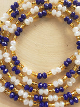 Load image into Gallery viewer, Blue + Gold + Crystal White 50&quot;