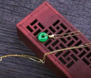 Circle Green Jade Necklace